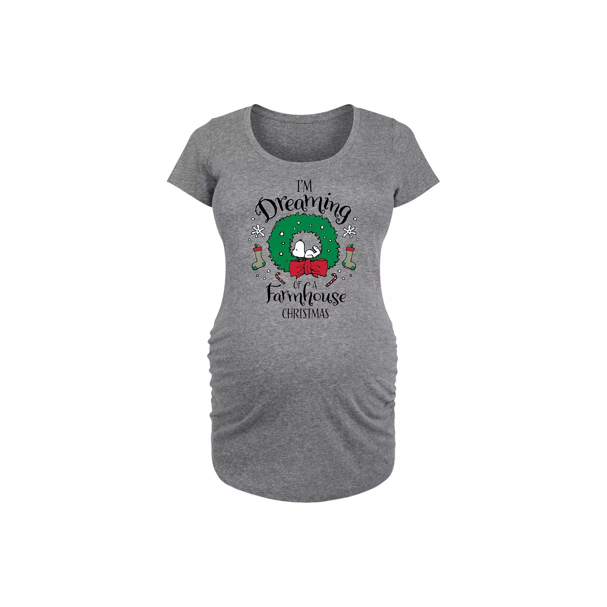 Maternity Peanuts Snoopy Farmhouse Christmas Graphic Tee, Women's,  Product Image