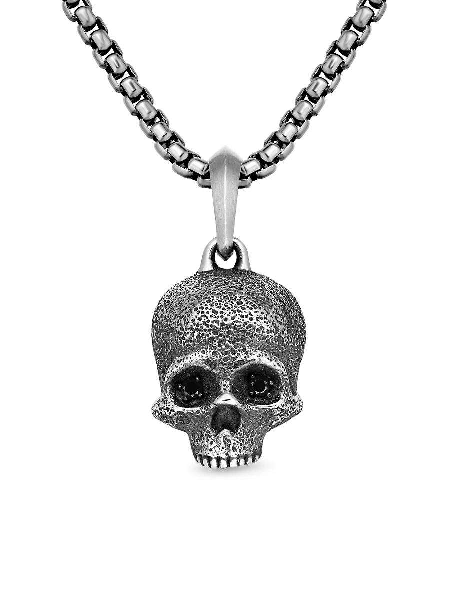 Mens Memento Mori Skull Amulet in Sterling Silver Product Image
