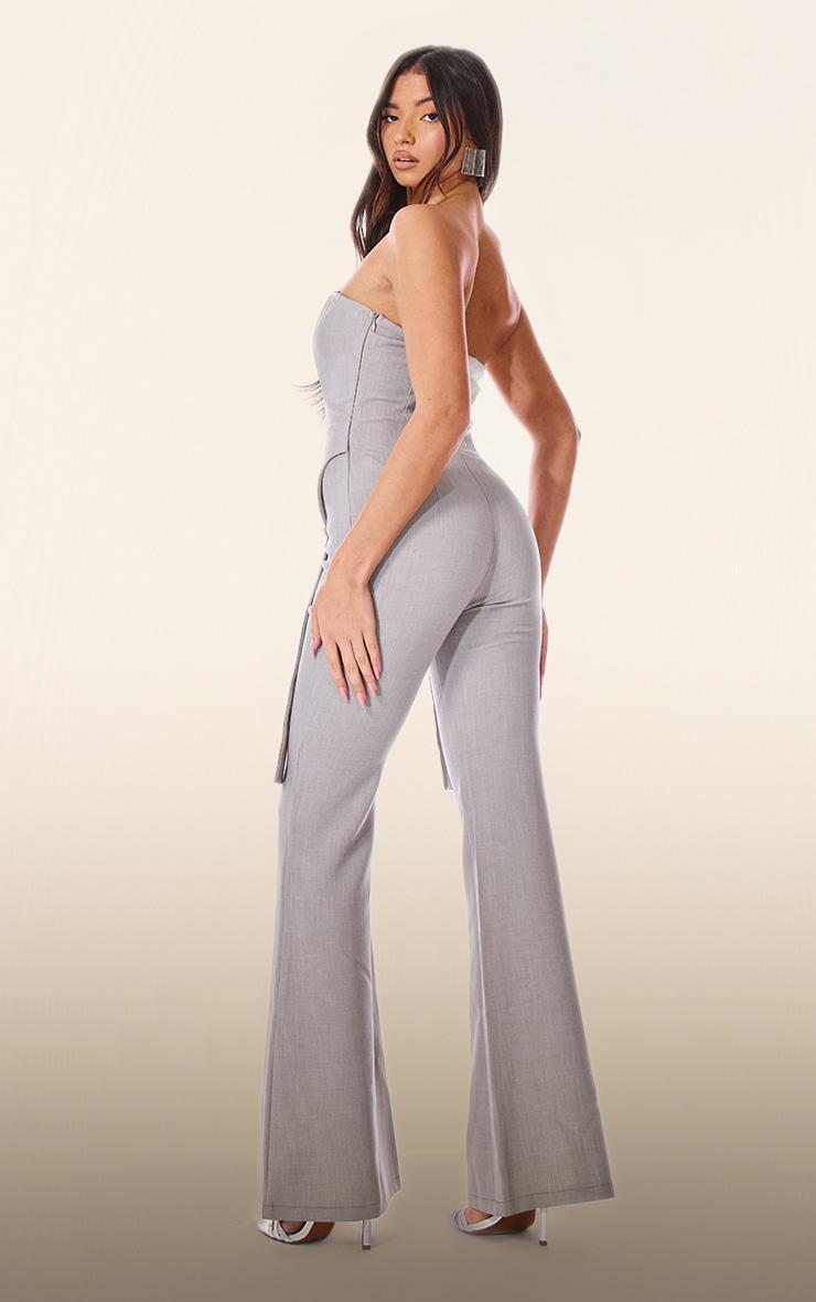 PLT Label Light Grey Corset Strap Detail Jumpsuit Product Image