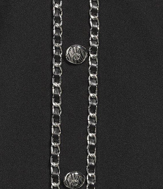 Ming Wang Plus Size Deco Crepe Chain Trim A-Line Skirt Product Image