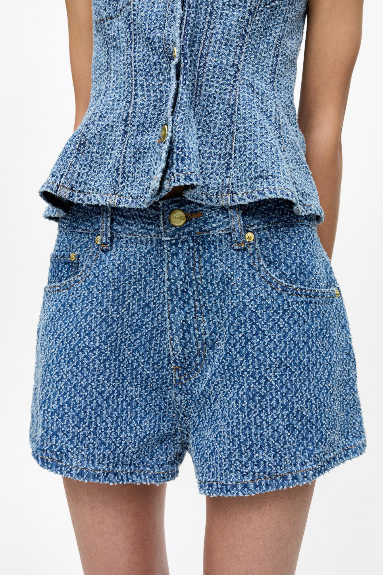 Light Blue Textured Shorts Product Image