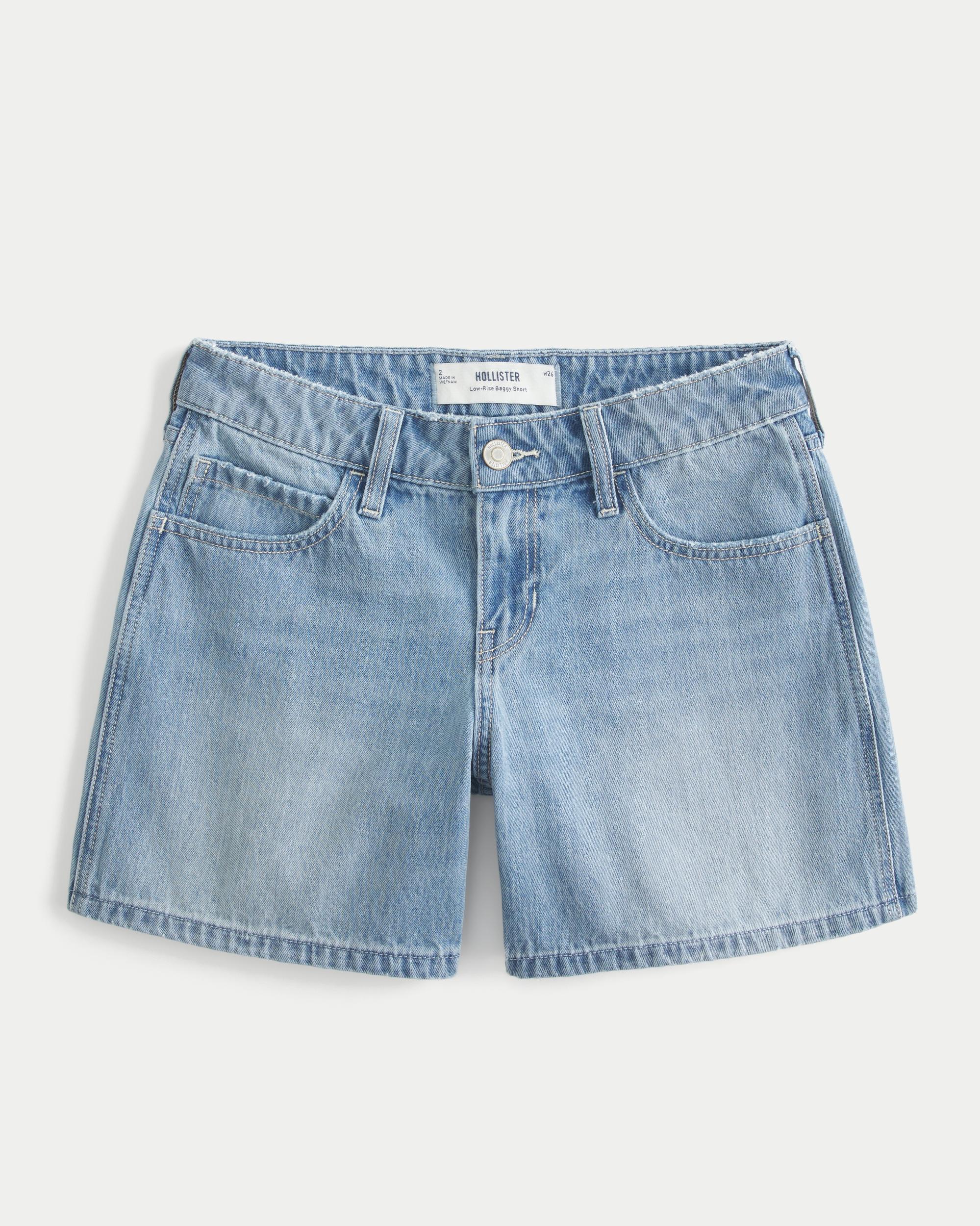 Light Wash Low-Rise Baggy Denim Shorts Product Image
