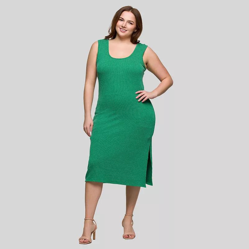 Plus Size 24Seven Comfort Apparel Sleeveless Side Slit Midi Dress, Women's, Size: 1XL, Black Product Image