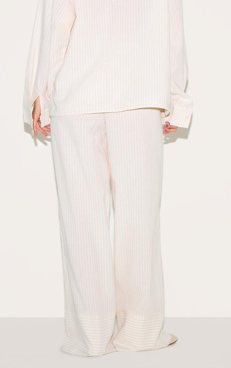 Stone Striped Linen Drawstring Wide Leg Pants Product Image