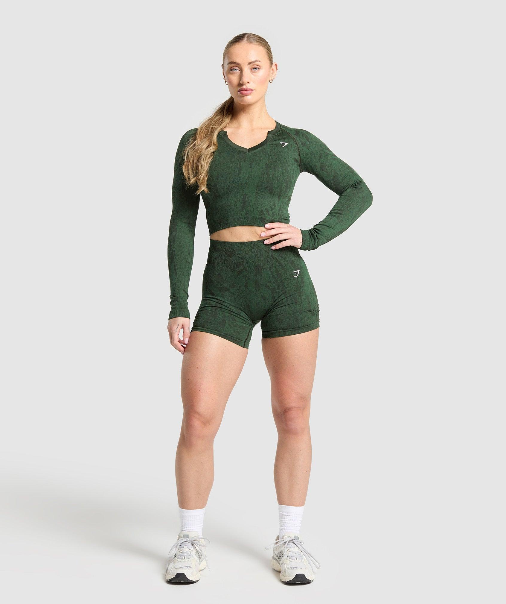 Gymshark Adapt Camo Seamless Long Sleeve Top - Trail Green/Classic Green Female Product Image