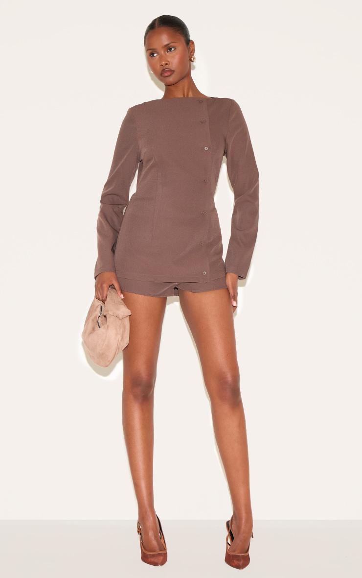 Mushroom Cross Front Cocoon Sleeve Tailored Romper Product Image