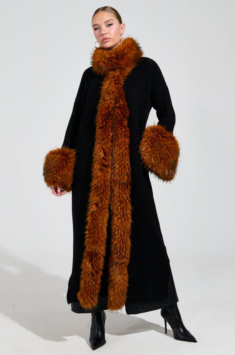 SNOWY NIGHT LONG CARDIGAN IN BLACK Product Image
