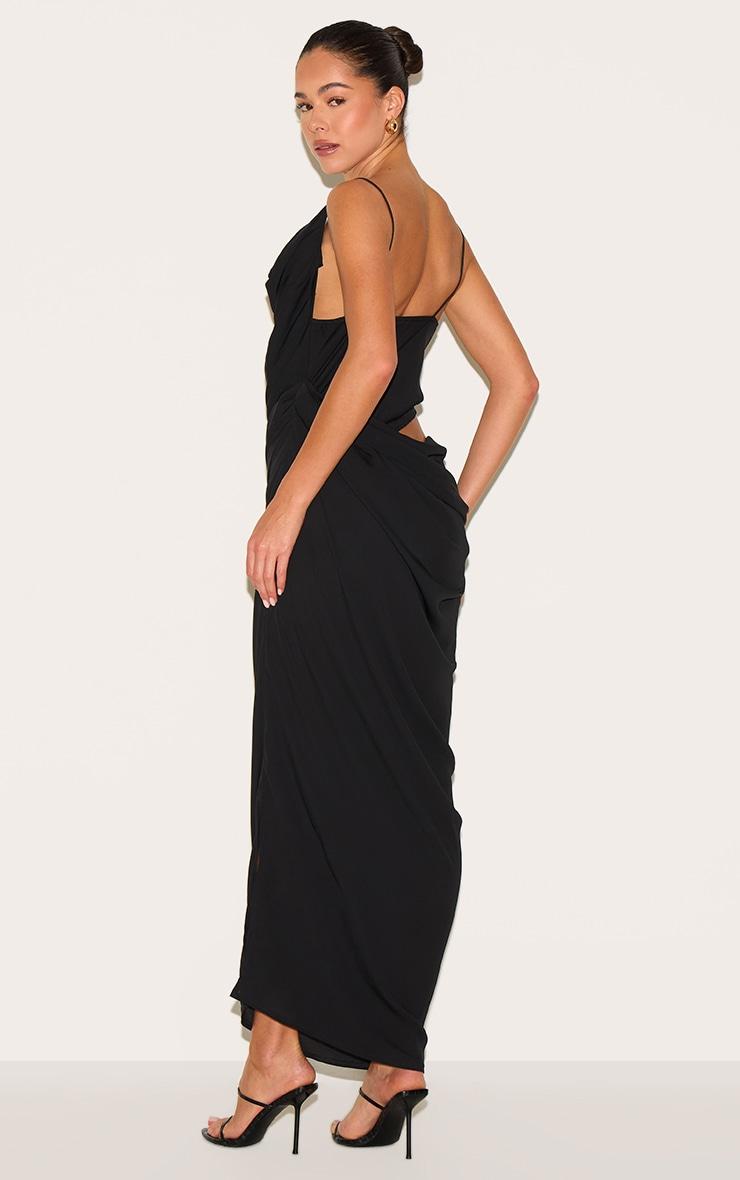 Black Chiffon Drape Cut Out Midaxi Dress Product Image