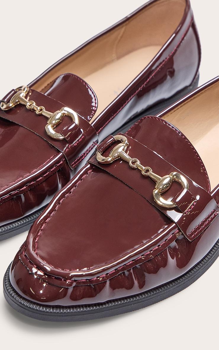 Burgundy Patent Loafer With Gold Buckle Detail Product Image