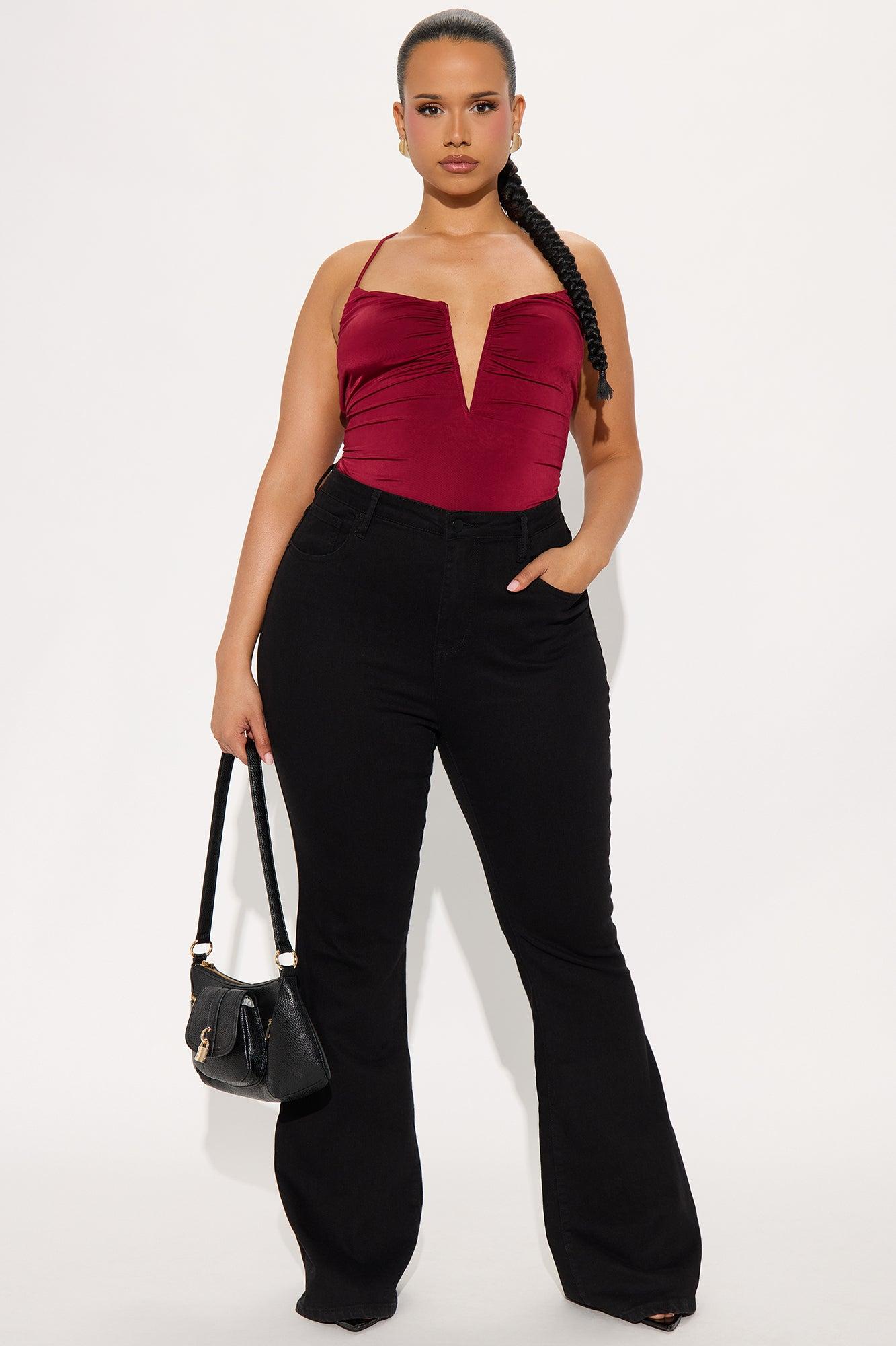 Very Unyielding V-Wire Ruched Bodysuit - Burgundy Product Image