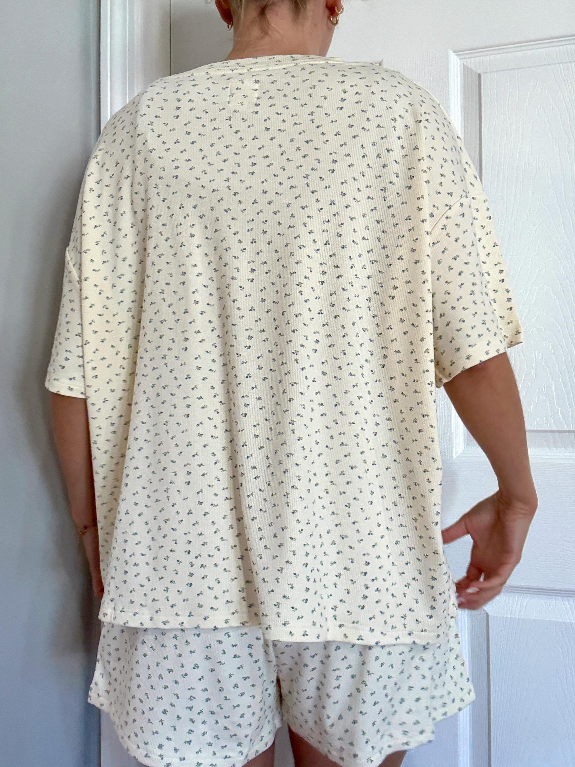 Pale Floral Pajama Shorts Product Image