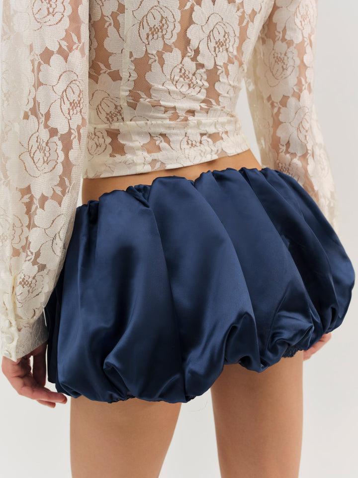 Lena Bubble Mini Skirt — Navy Product Image