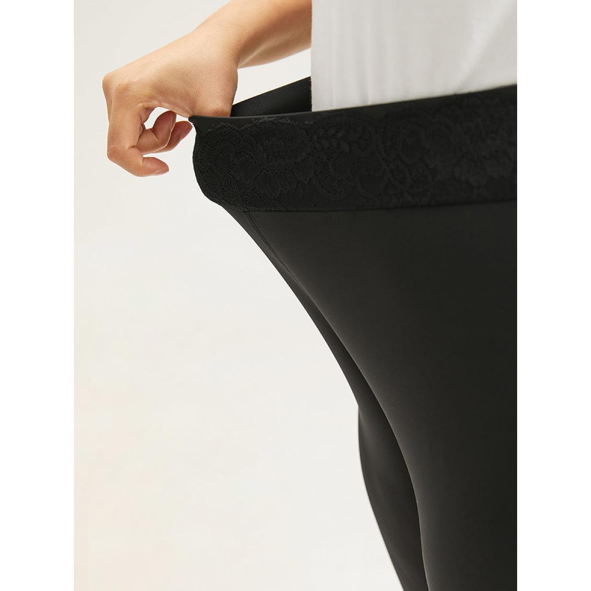 Plus Size High Rise Crochet Lace Skinny Leggings Women Black Elegant High stretch Skinny High Rise Dailywear Leggings BloomChic 10/M Product Image