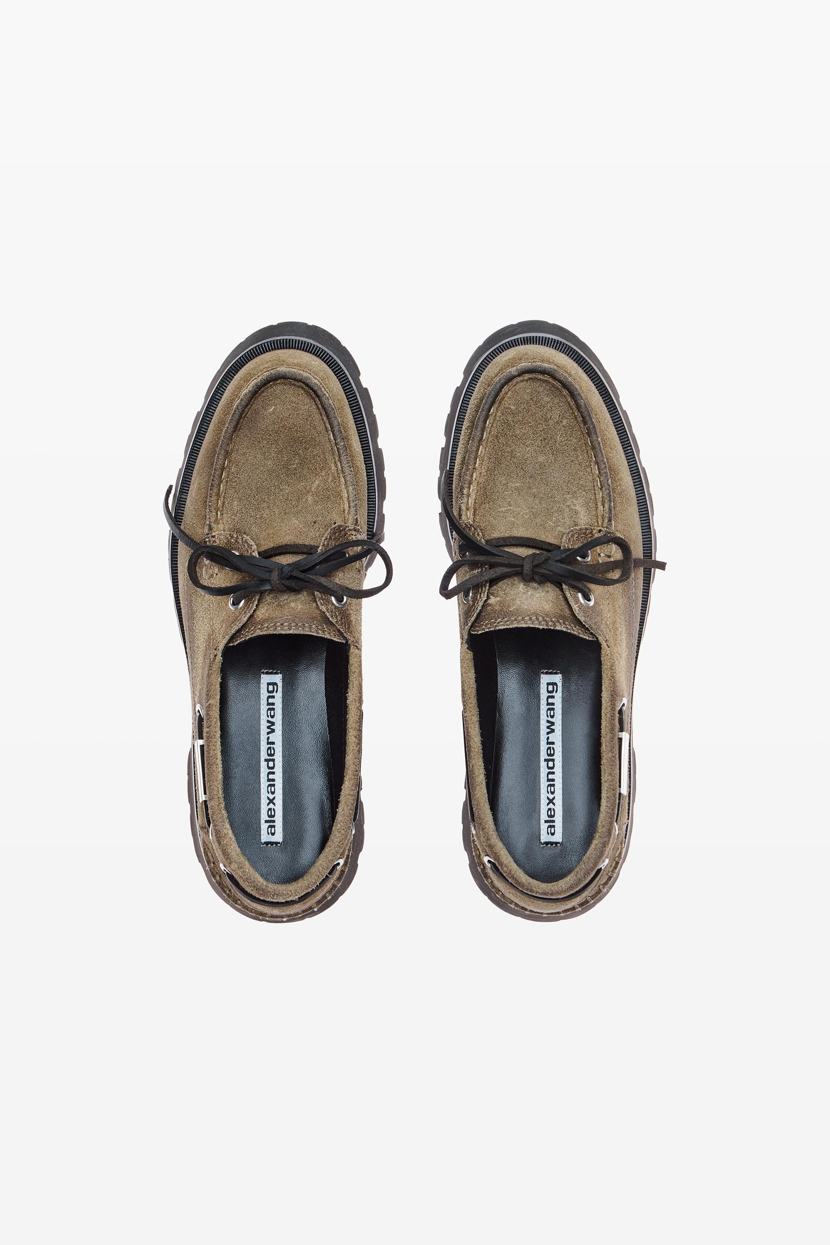 Beige Waxed Suede Carson Boat Loafers Product Image