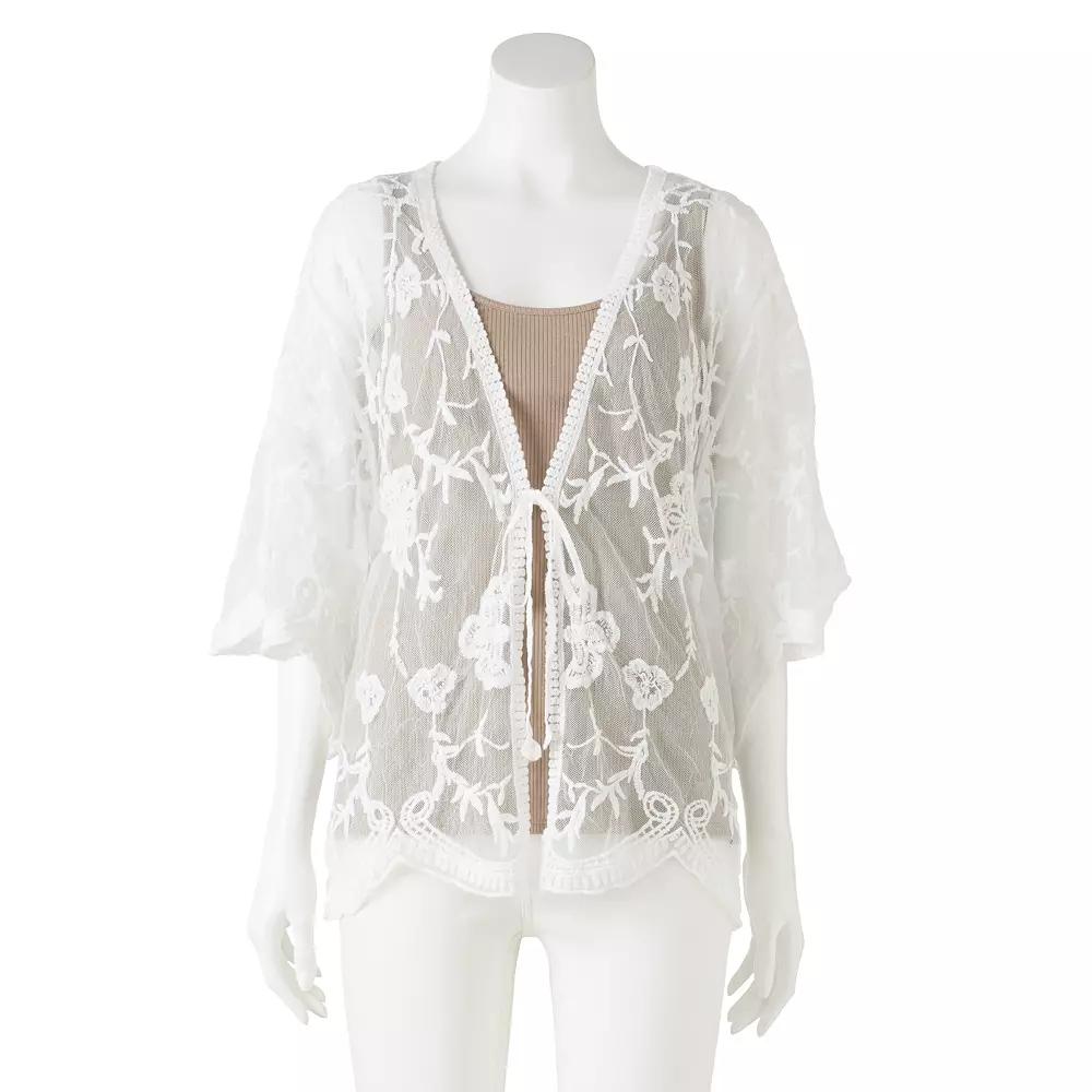 Women's LC Lauren Conrad Lace Tie-Front Cape, Ballerina Dance Product Image