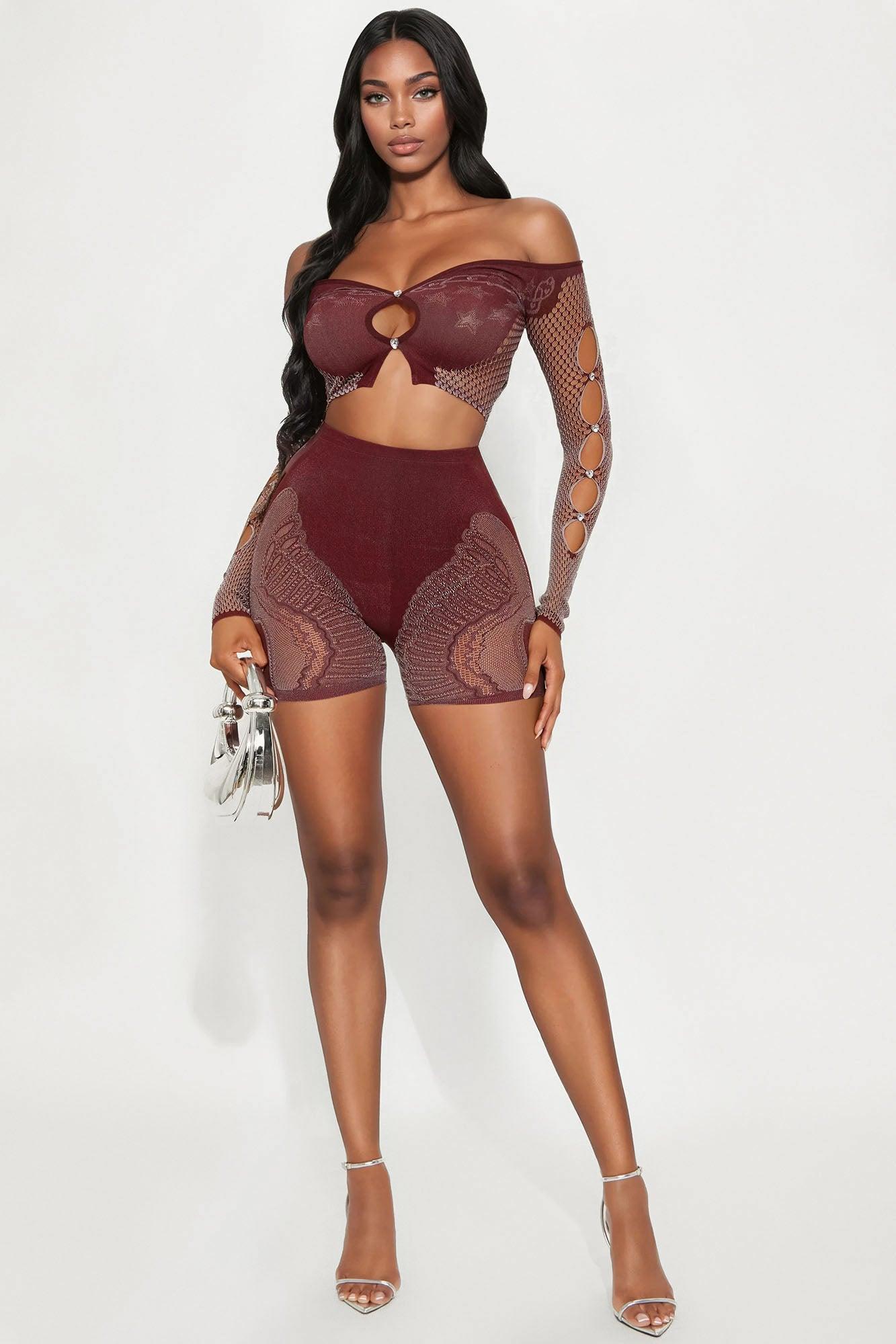 Pop Culture Seamless Short Set - Brown Product Image