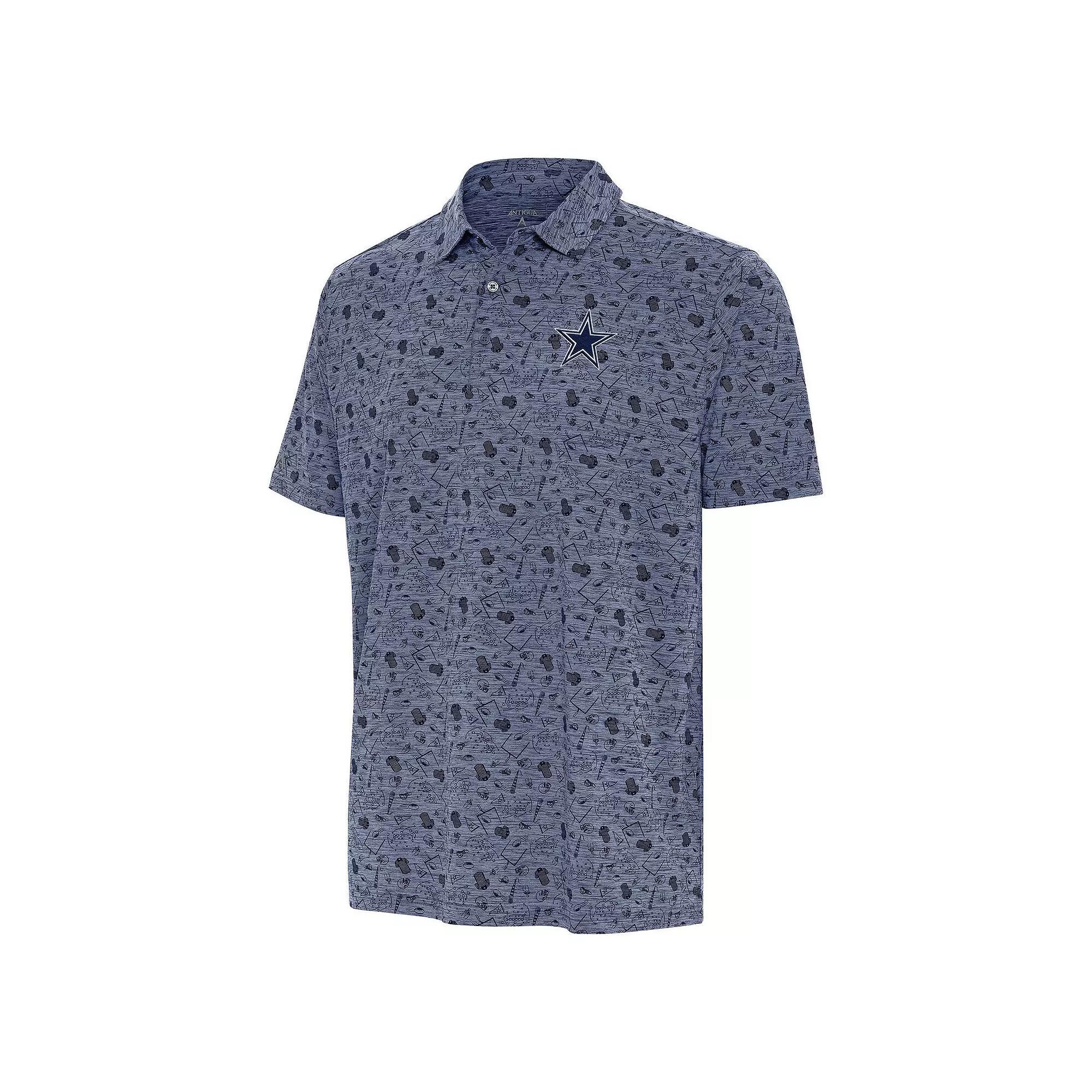 Men's Antigua Heather Navy Dallas Cowboys Relentless Polo,  Product Image