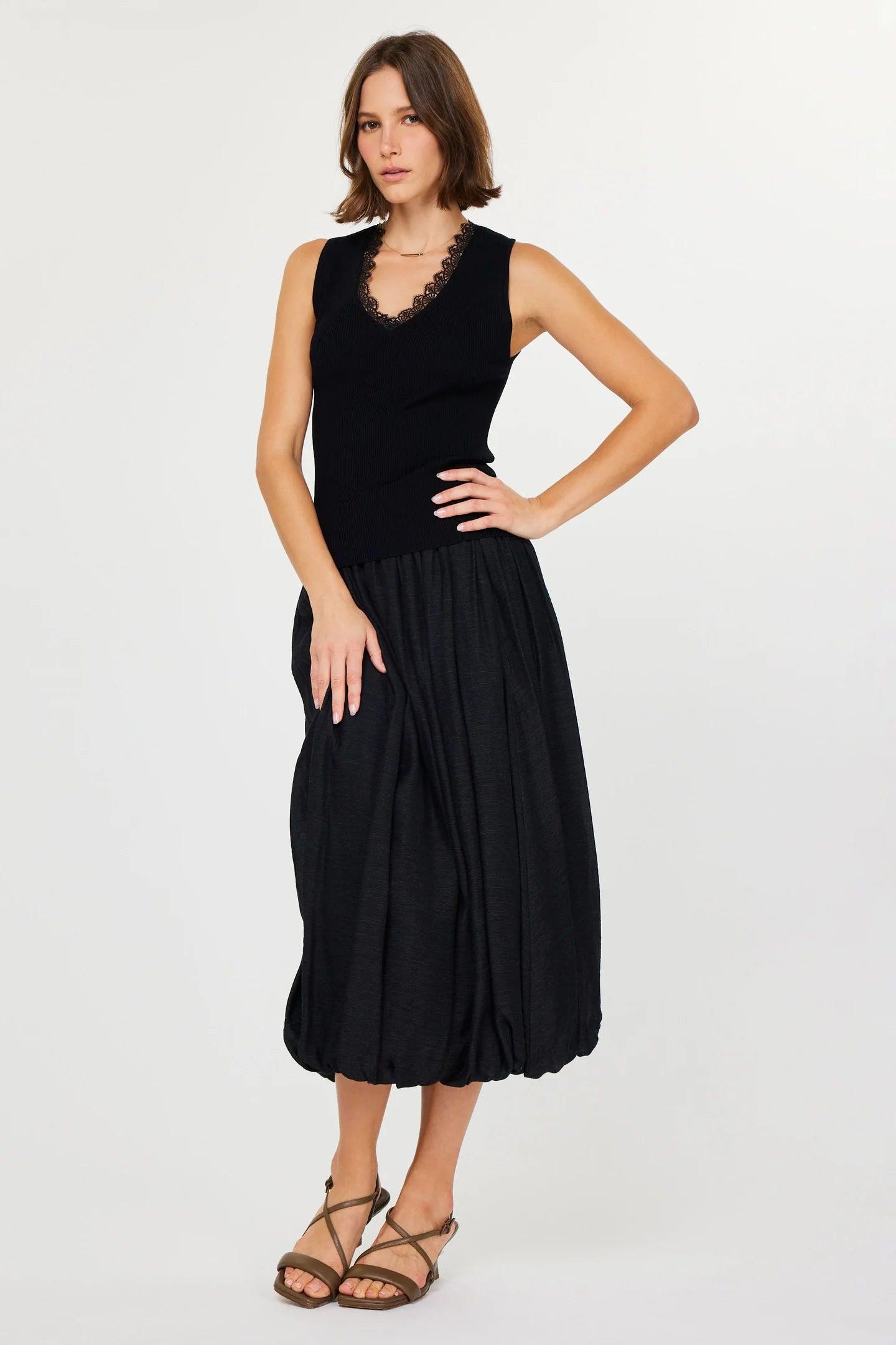 Smocked Waist Bubble Midi Skirt Product Image