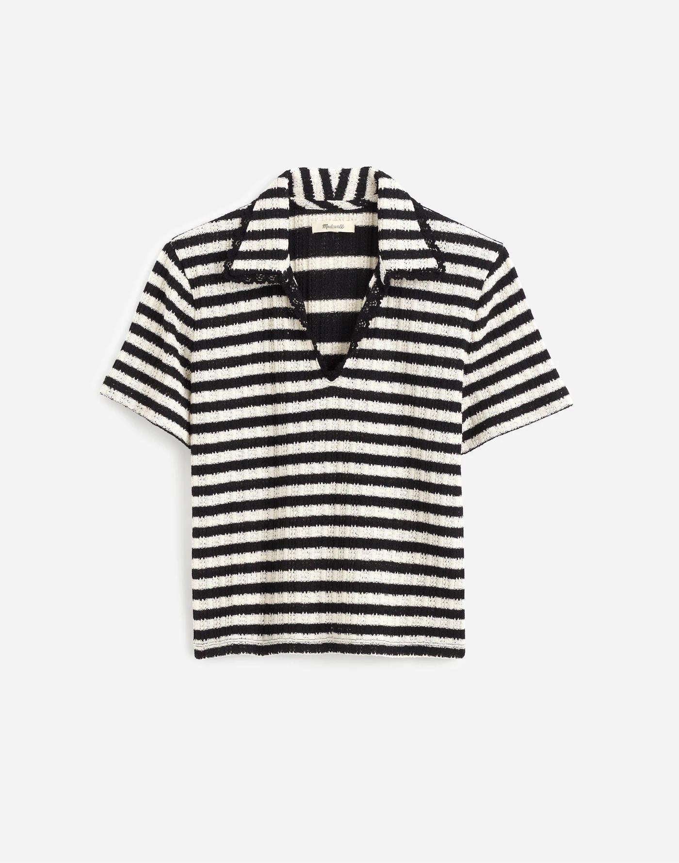 Crochet-Knit V-Neck Sweater Tee Product Image