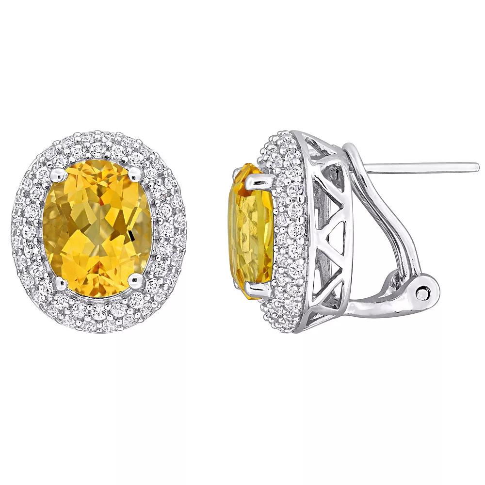 Stella Grace Sterling Silver Citrine & White Topaz Double Halo Earrings, Women's Product Image