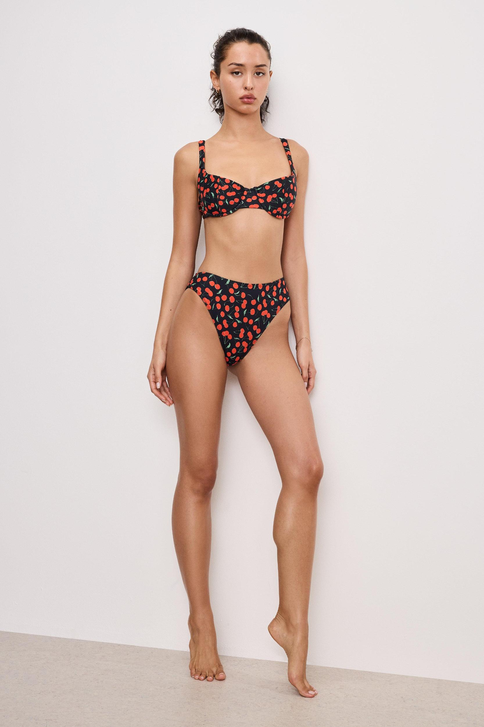 GOOD WAIST CHEEKY BIKINI BOTTOM | BLACK CHERRIES003 Product Image