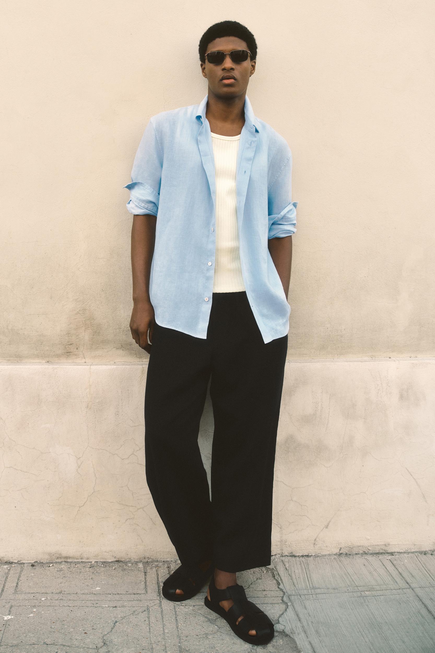 RELAXED LINEN LONG-SLEEVED SHIRT Product Image