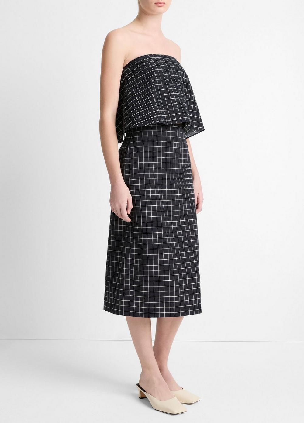 Trellis Plaid Cotton-Blend Pencil Skirt Product Image