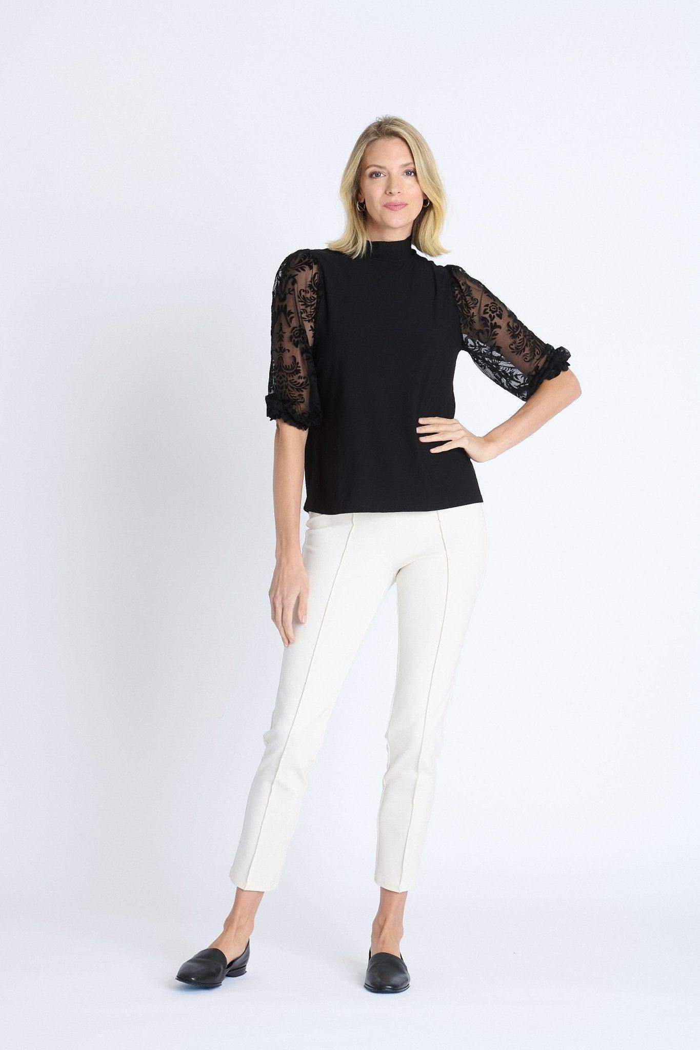 Mock Neck 3/4 Sleeve Lace Top Product Image