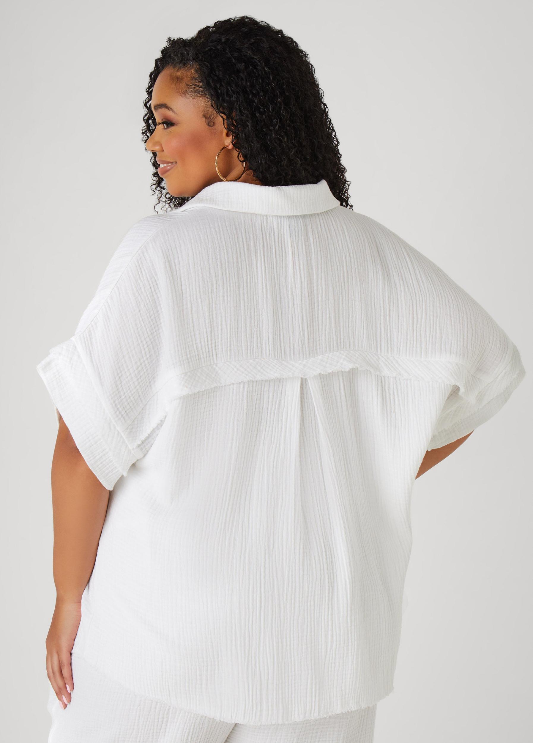 Plus Size Textured Cotton Gauze Pants Ashley Stewart Product Image