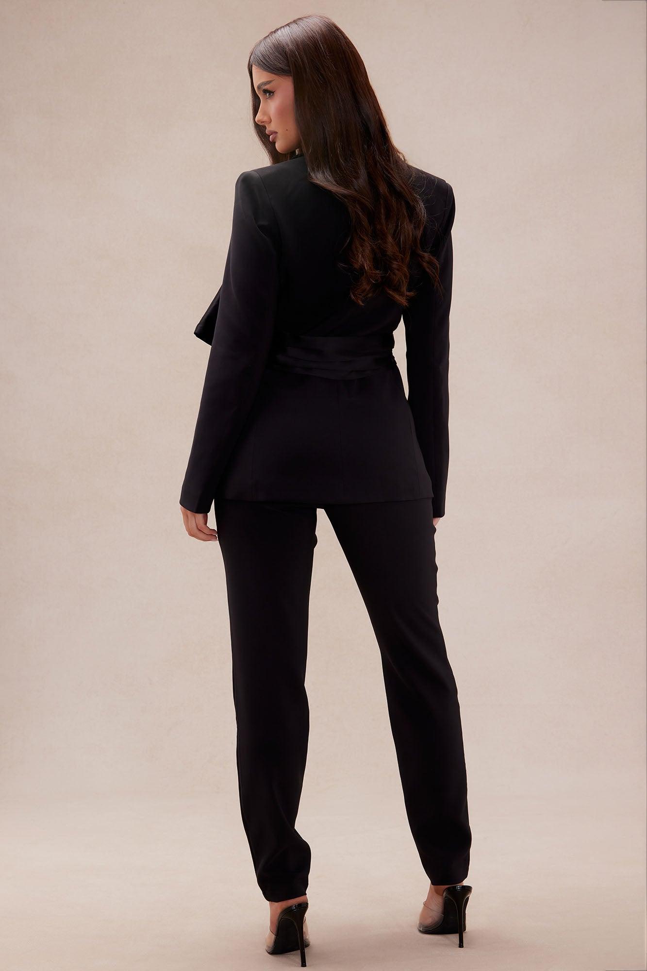 Jenna Bow Blazer Suit Set - Black Product Image