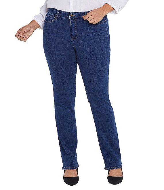 NYDJ Plus Size Stretch Denim Marilyn Straight Leg Jeans Product Image