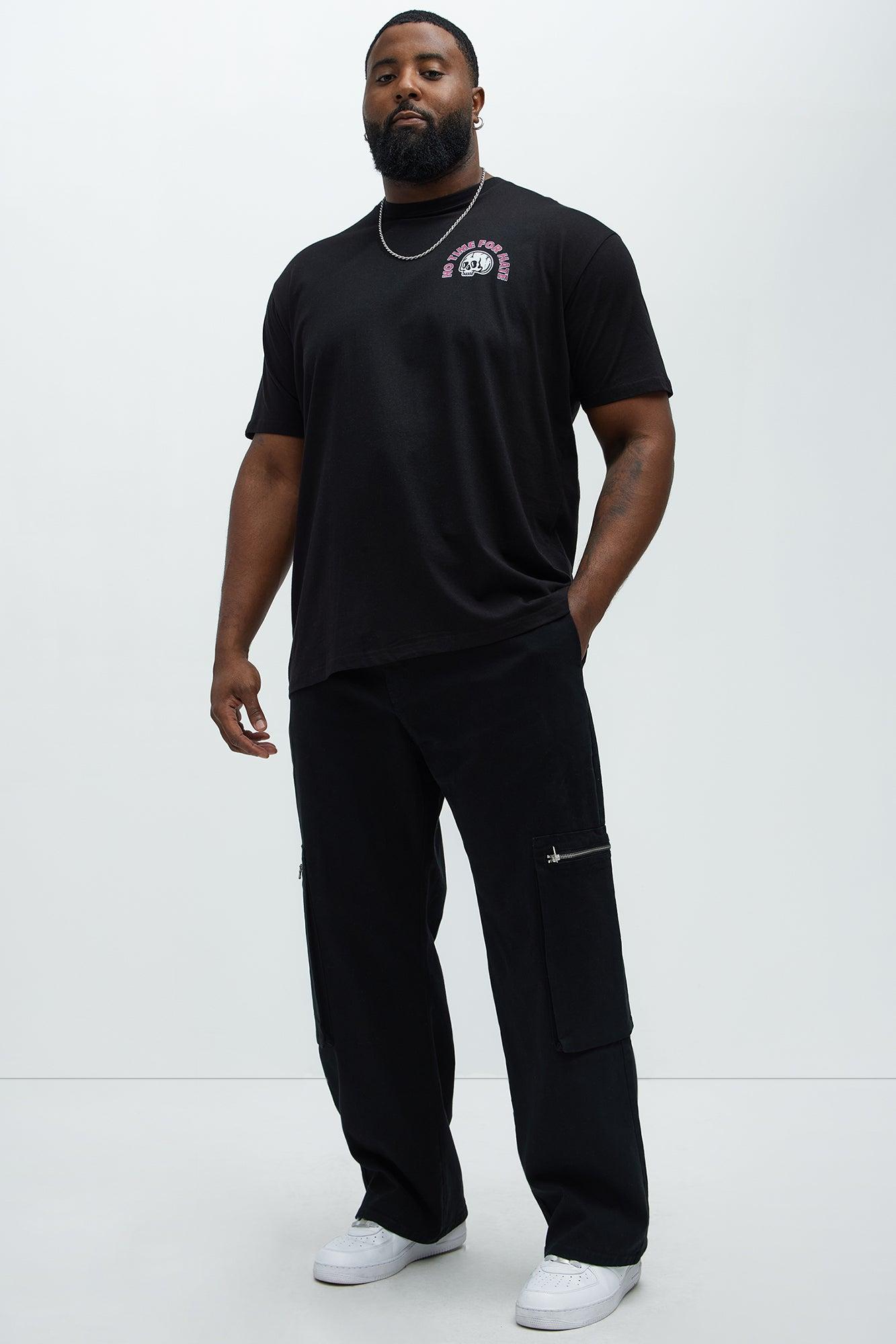 Squared Off Straight Cargo Pants - Black Product Image