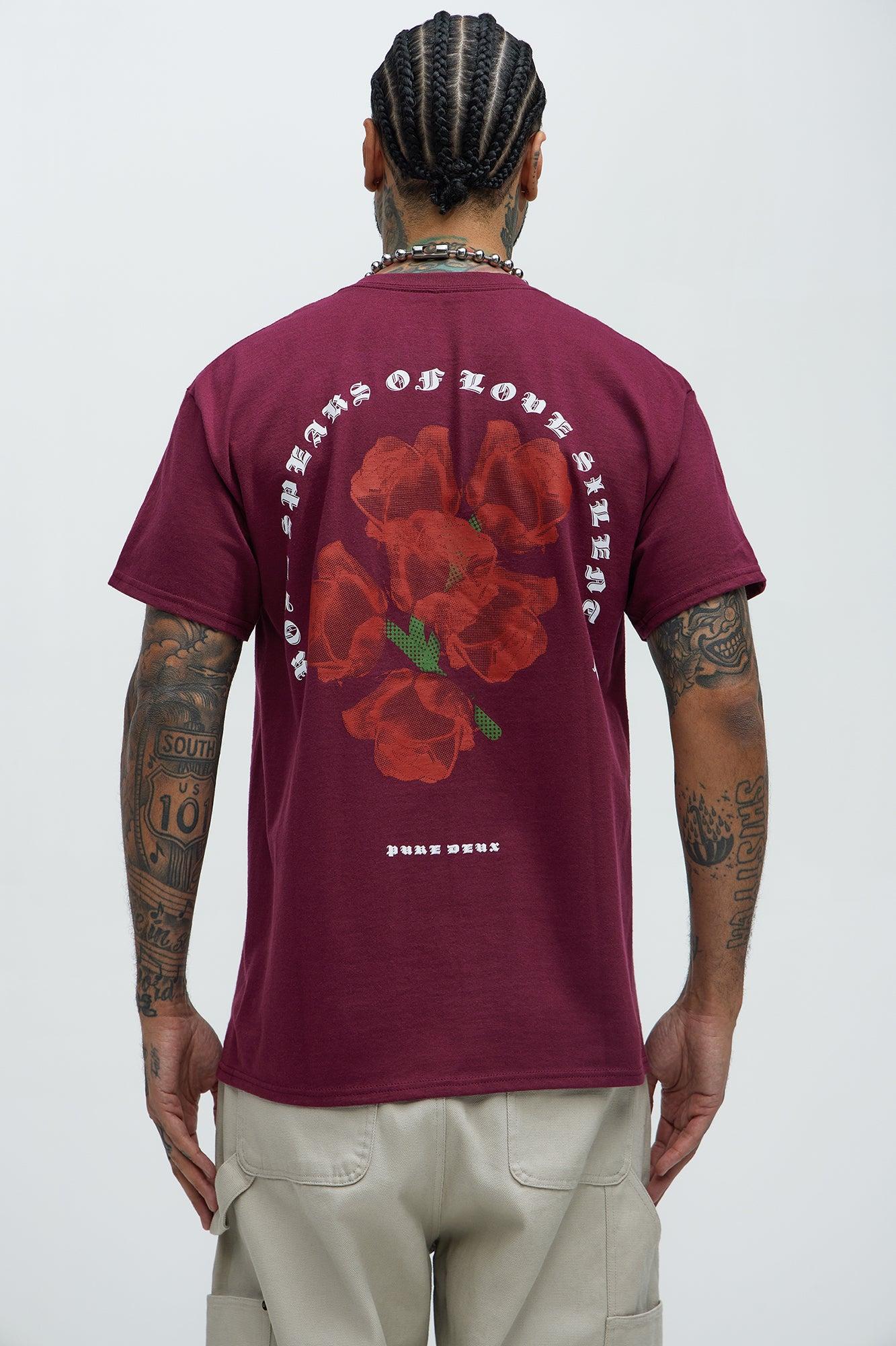Silent Roses Short Sleeve Tee - Burgundy Product Image