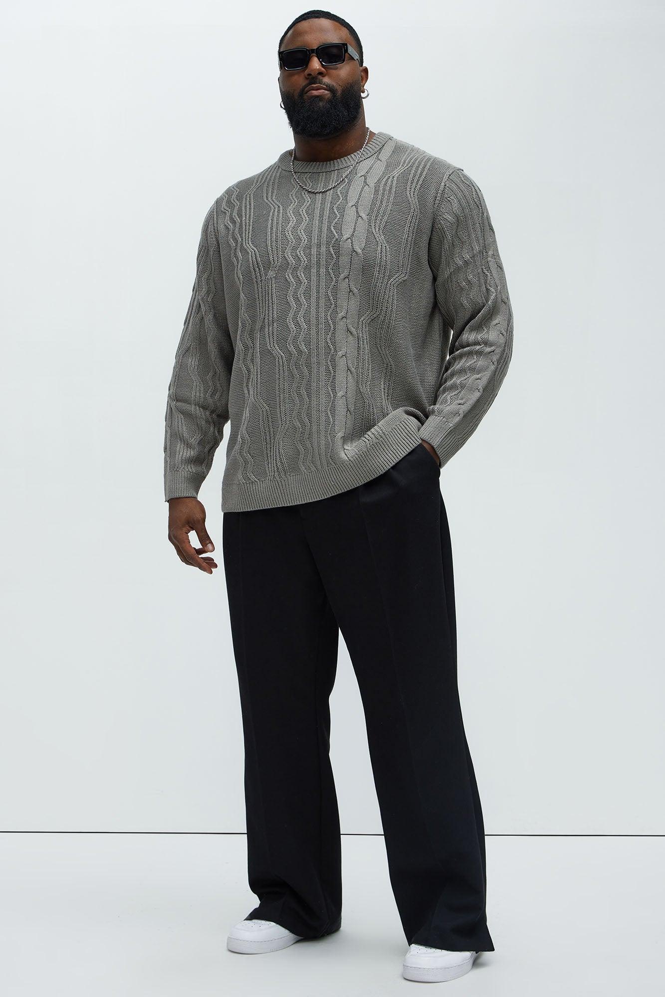 Drew Cable Knit Sweater - Heather Grey Product Image