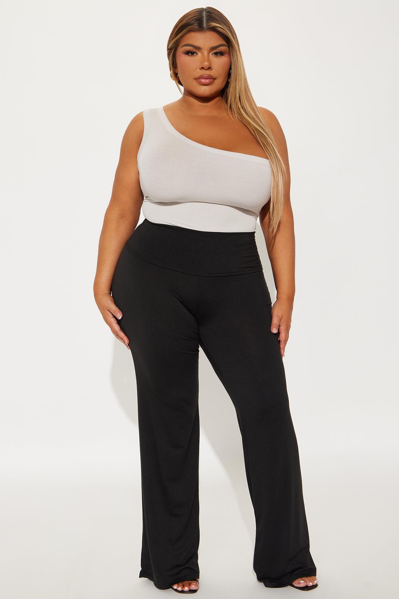 Sienna Foldover Waistband Flare Pant - Black Product Image
