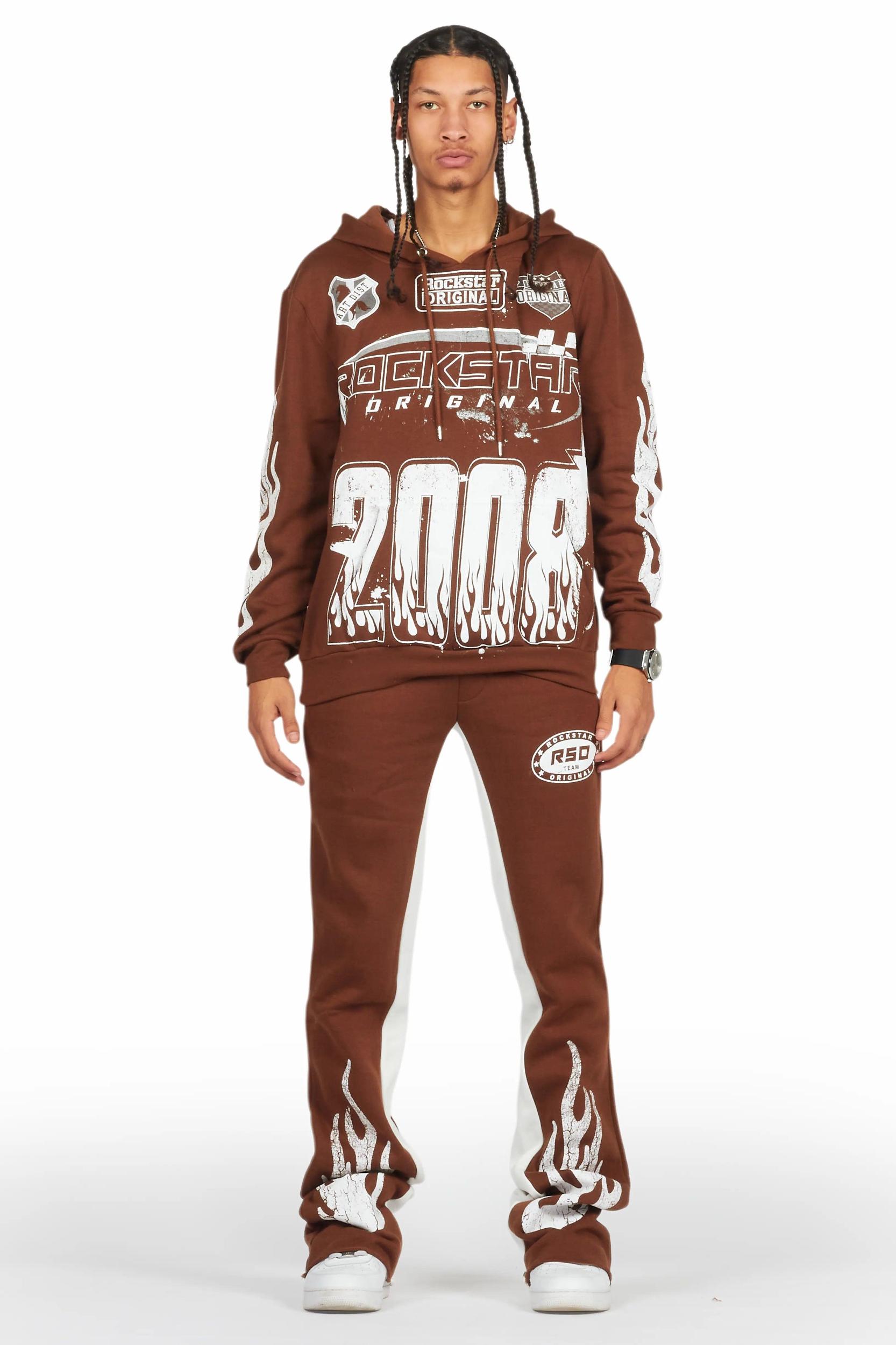 Amos Brown Hoodie/Baggy Track Pant Set Male Product Image