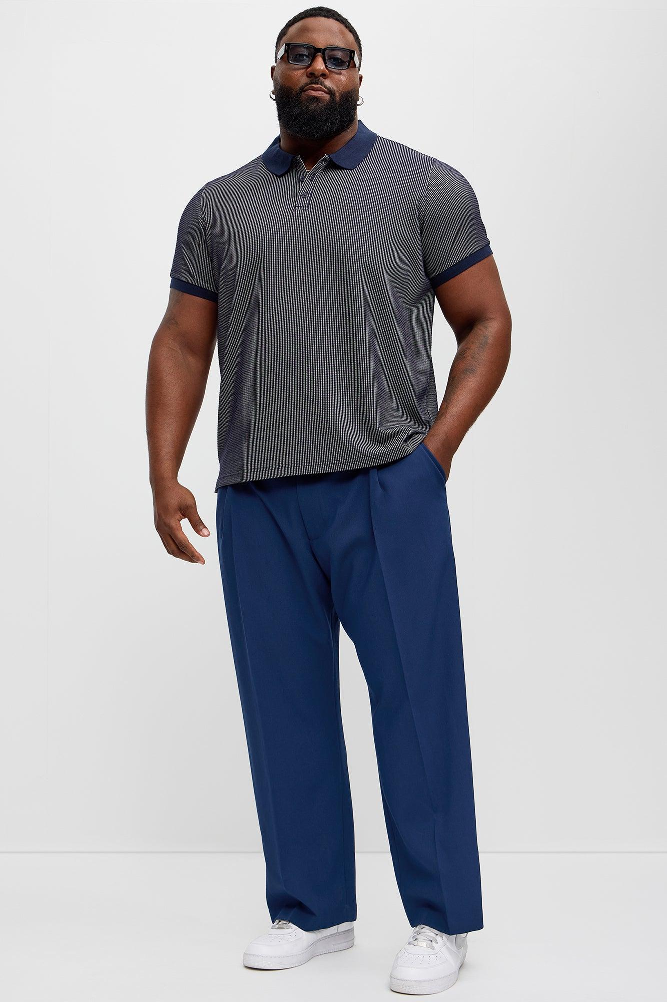 Subtle Waffle Textured Polo - Navy Product Image