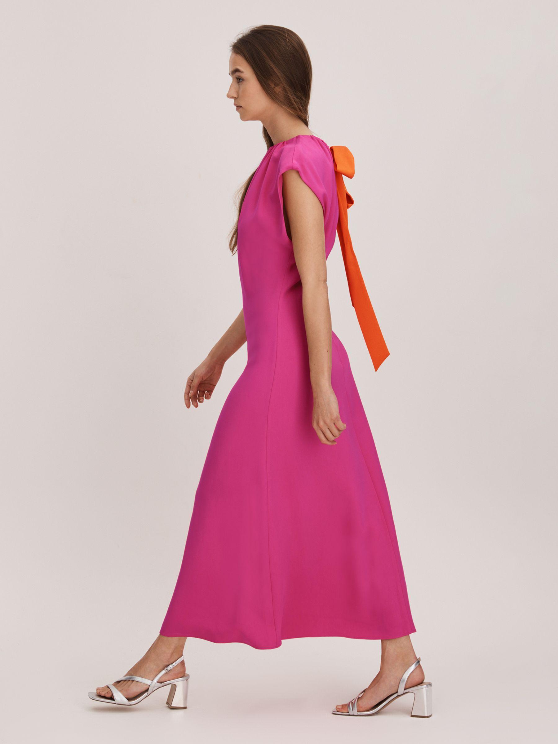 Florere Tie Back Midi Dress in Deep Pink Product Image