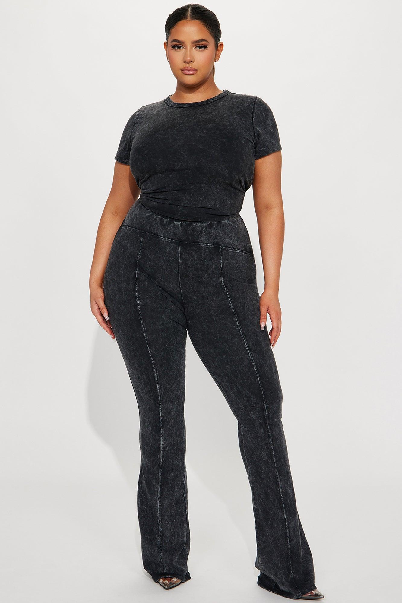Hear Me Out Mineral Wash Pant Set - Black Product Image