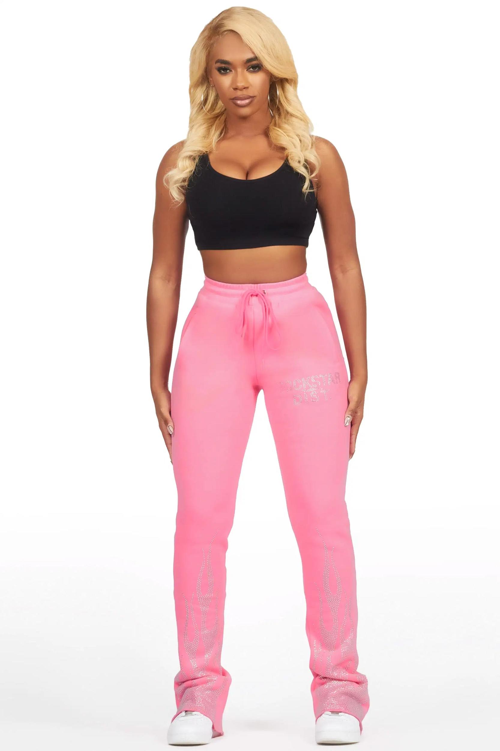 Anastesia Bubblegum Pink Stacked Track Pant Female Product Image
