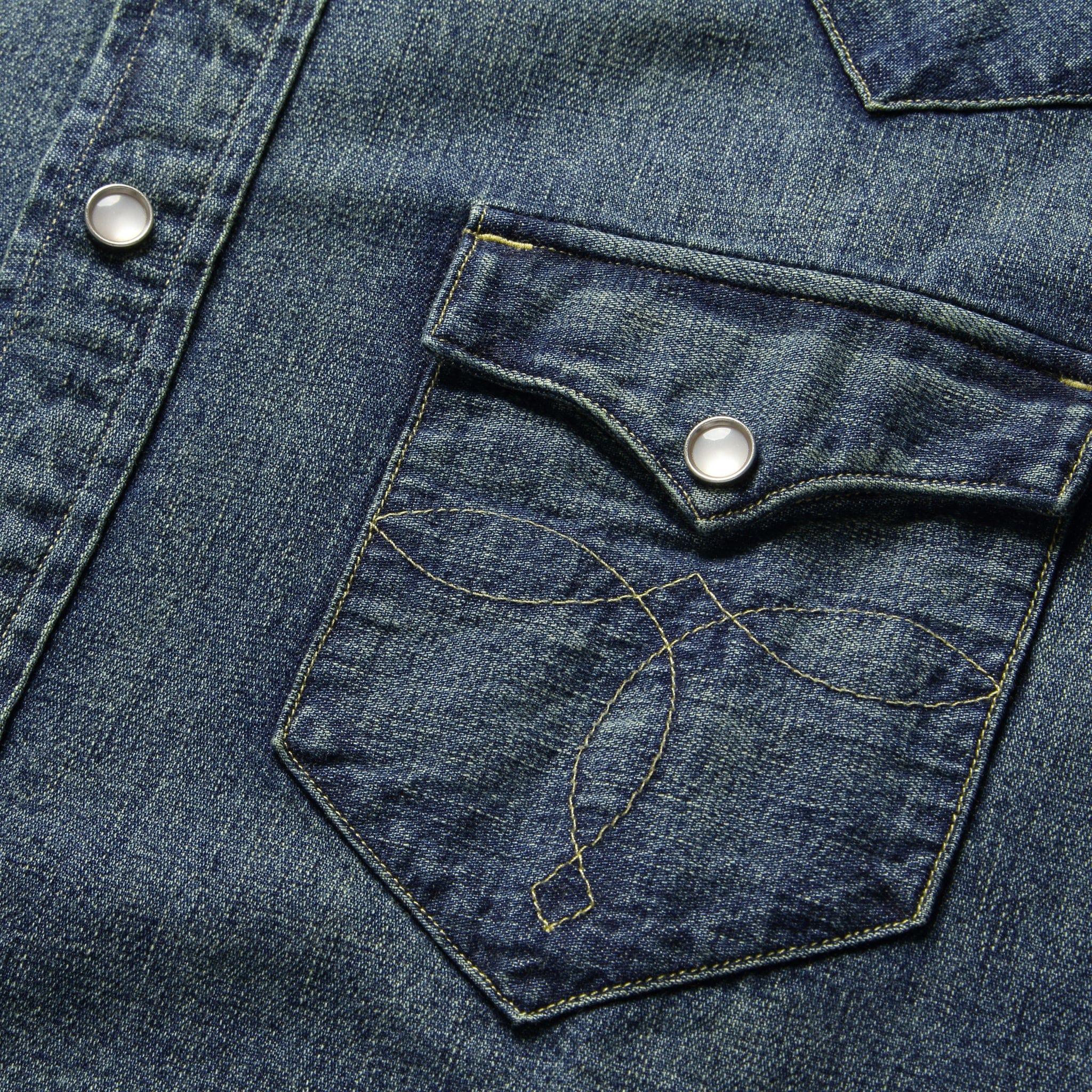 Slim Fit Denim Western Shirt - Dark Wash Product Image