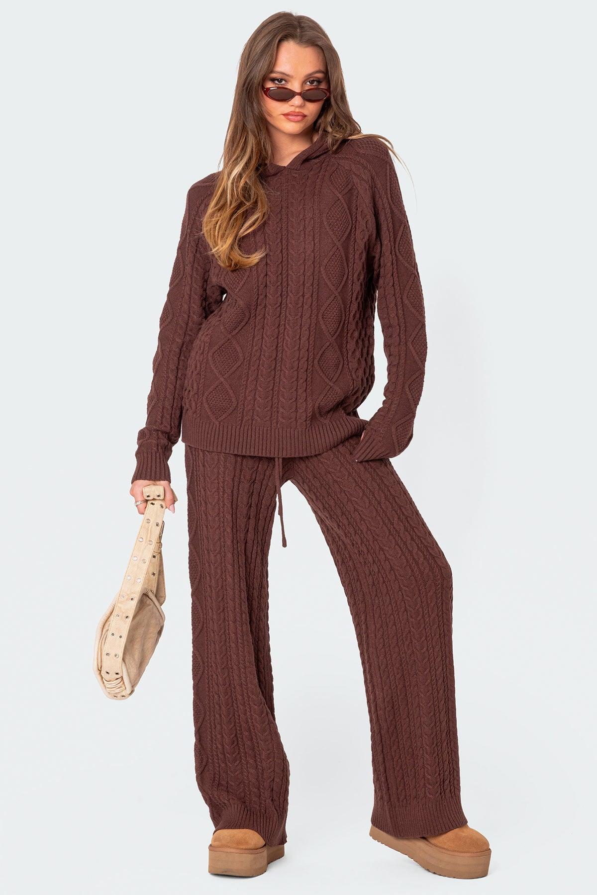 Jelena Relaxed Cable Knit Pants Product Image