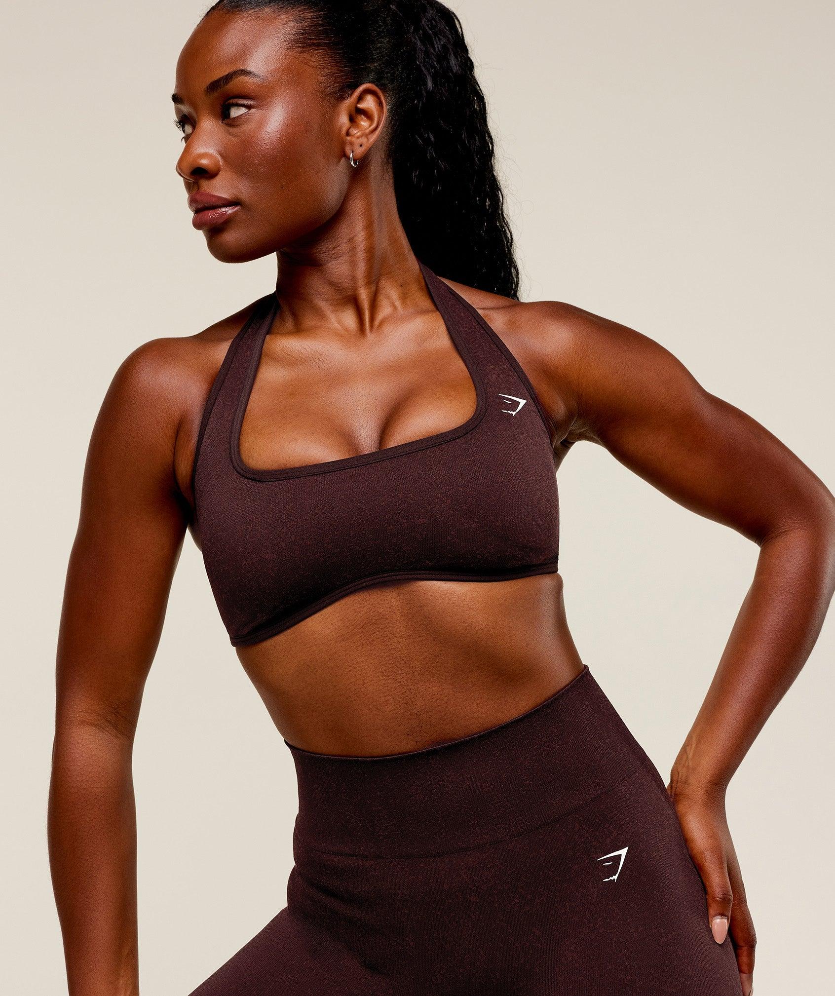 Gymshark Adapt Fleck x Whitney Halterneck Sports Bra - Cherry Purple/Rich Maroon Female Product Image