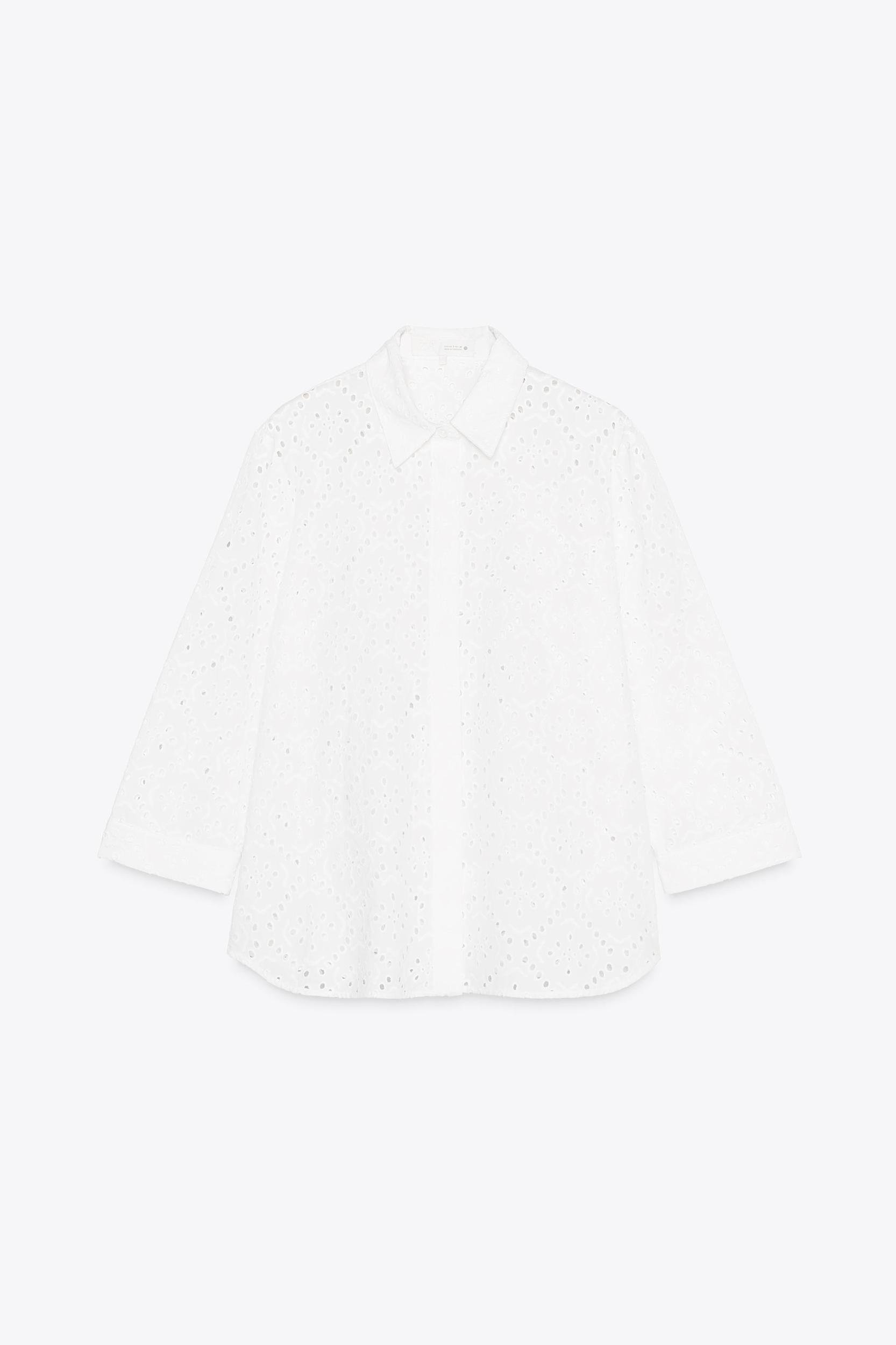 EMBROIDERED EYELET SHIRT ZW COLLECTION Product Image