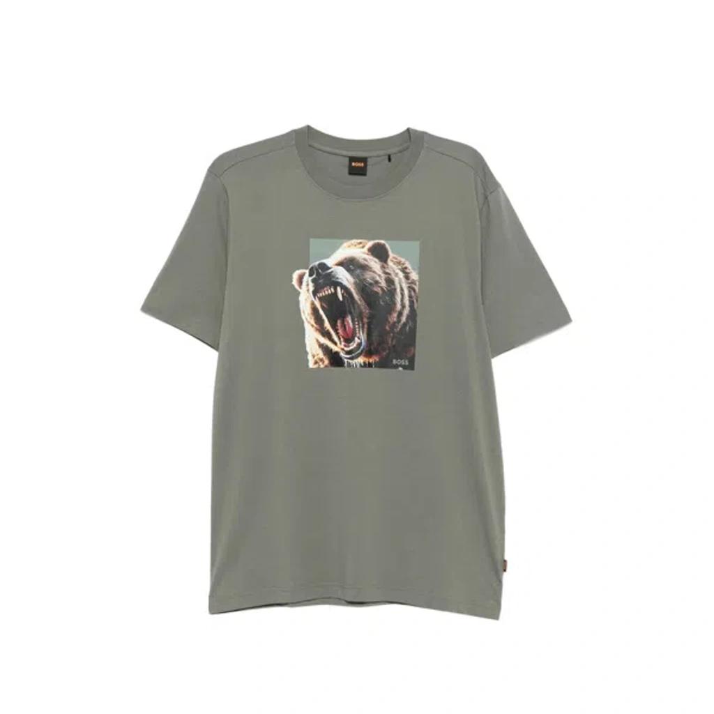 HUGO BOSS Dobermann Bear-graphic T-shirt In Green Product Image