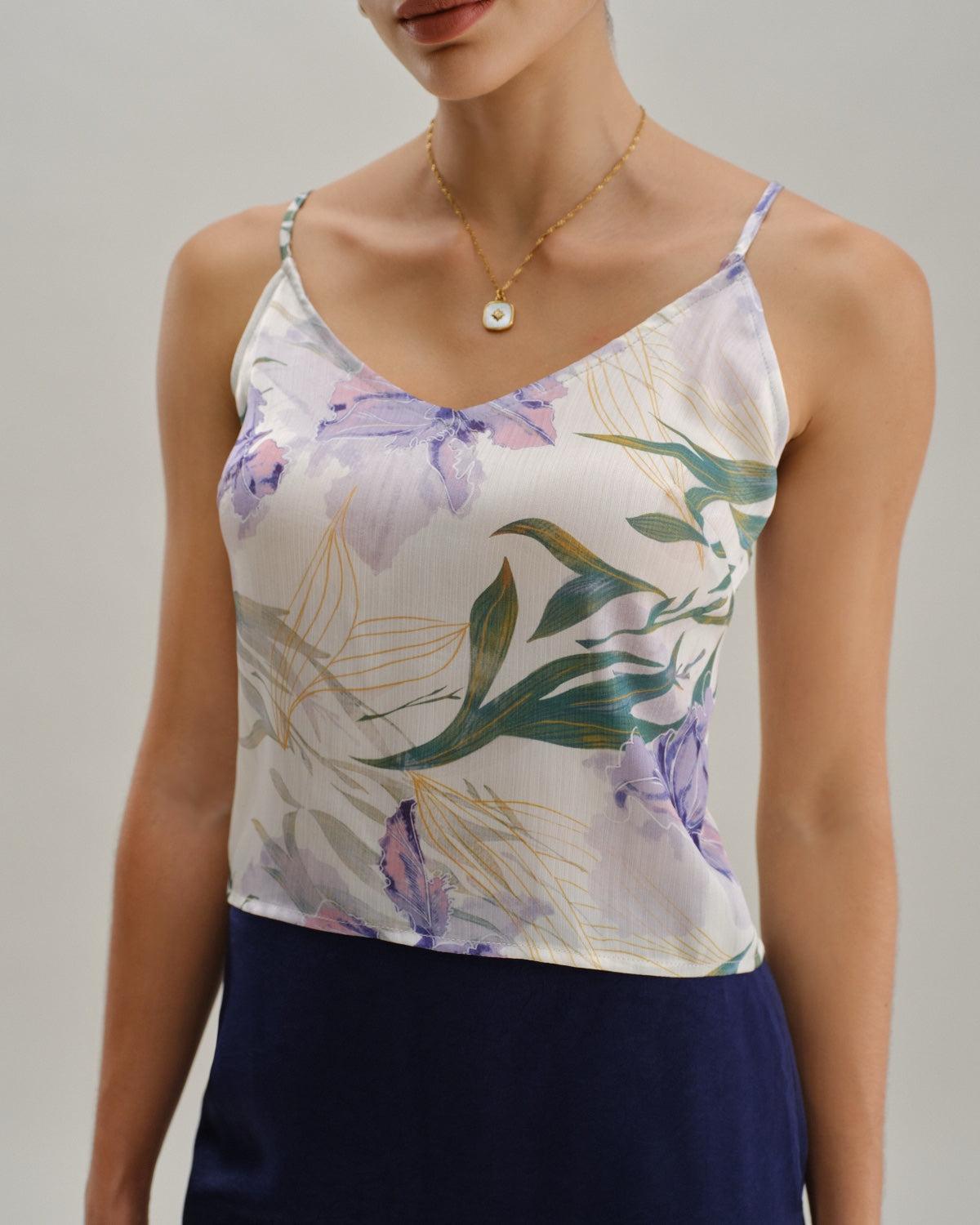 Green Floral Backless Camisole Product Image