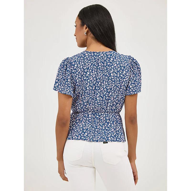 Womens Button Front Peplum Blouse Product Image