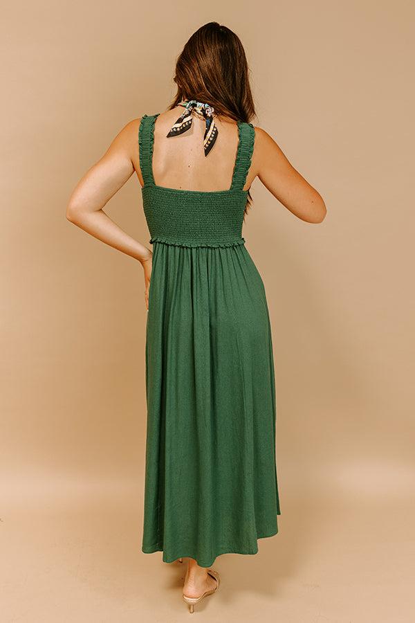 Harvest Lane Linen-Blend Midi Dress in Green Product Image