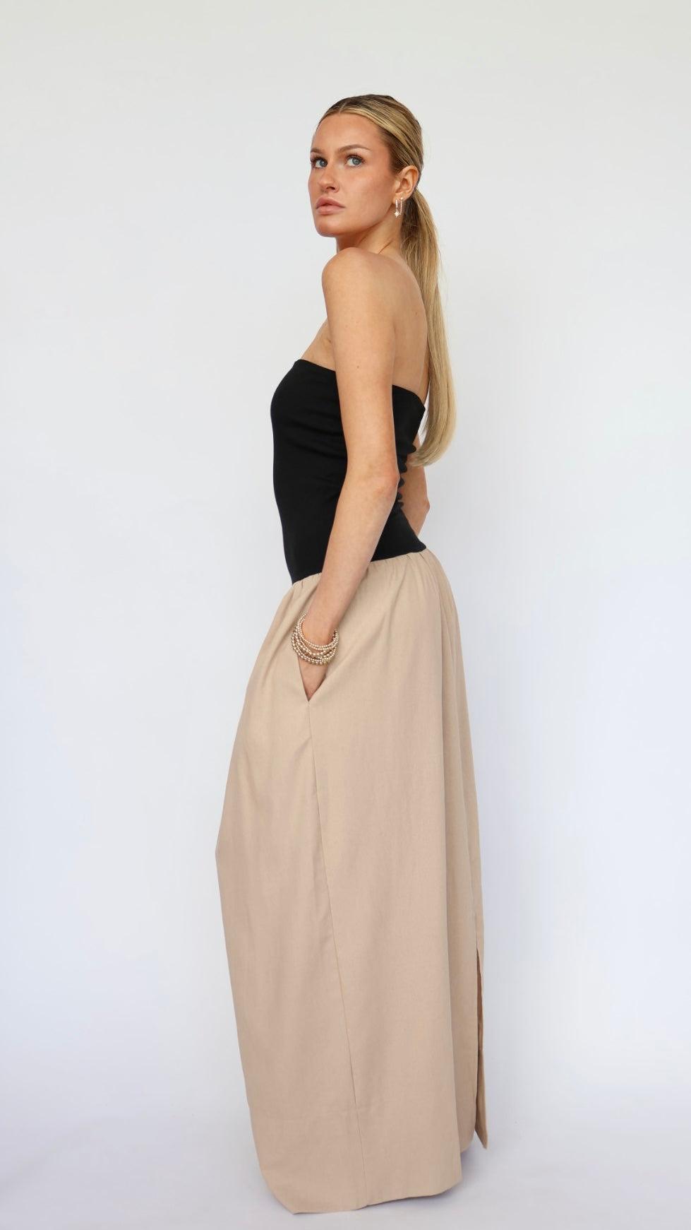 Linen Ribbed Maxi Dress Product Image