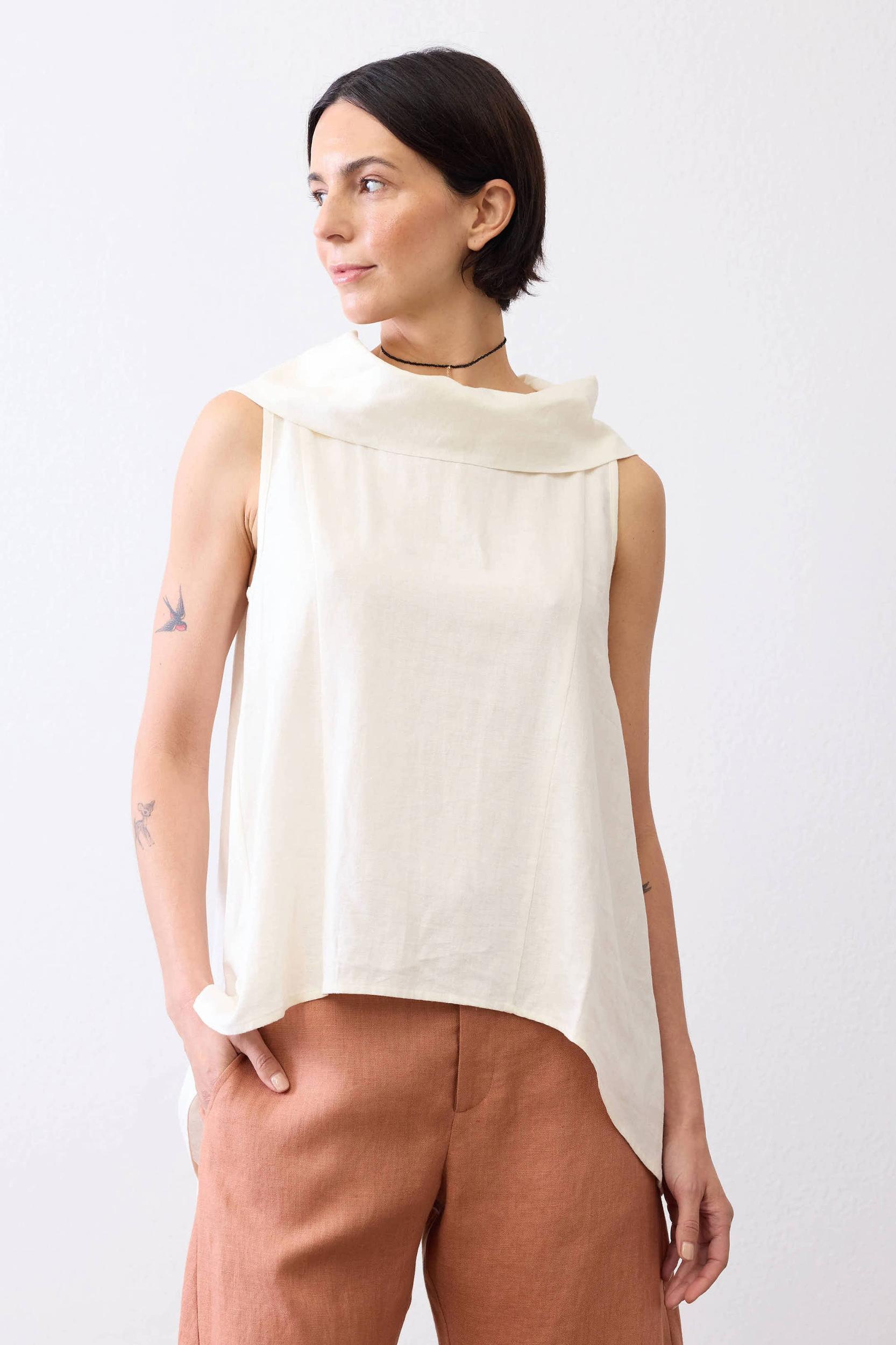 Draped Neck Linen Tunic Product Image